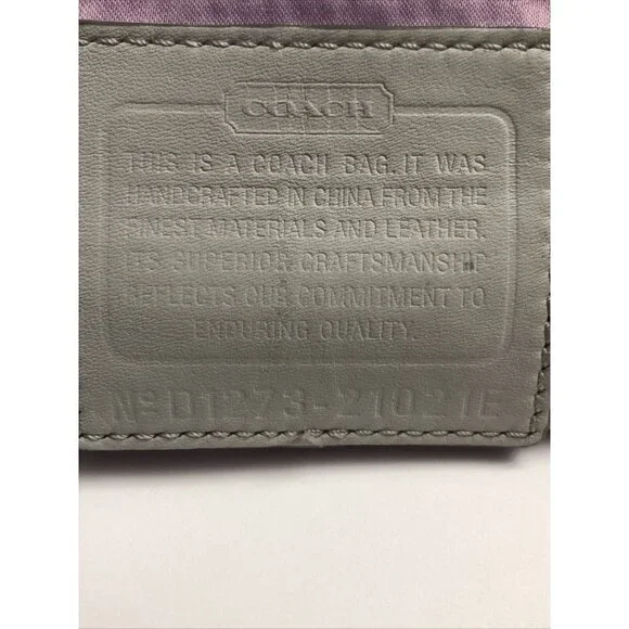 Coach Womens Ashley Signature Op Art Hippie Purse Silver Cream Shoulder Handbag - Picture 14 of 14